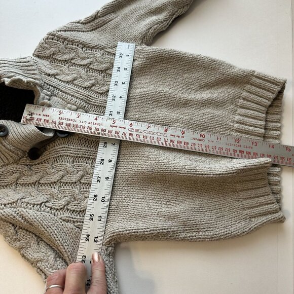 BabyGap Toddler Boys Cable Knit Sweater 3Y Beige Brown Elbow Patches - Picture 5 of 6